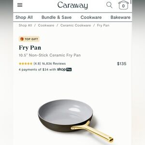 Caraway 10.5" Non-Stick Ceramic Fry Pan — Gold Handle
